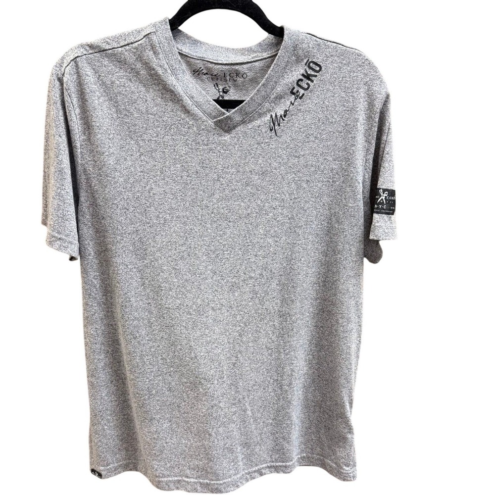 Marc Ecko Cut & Sew Gray V-Neck Short Sleeve T-Shirt Men's‎ Large L Tee
